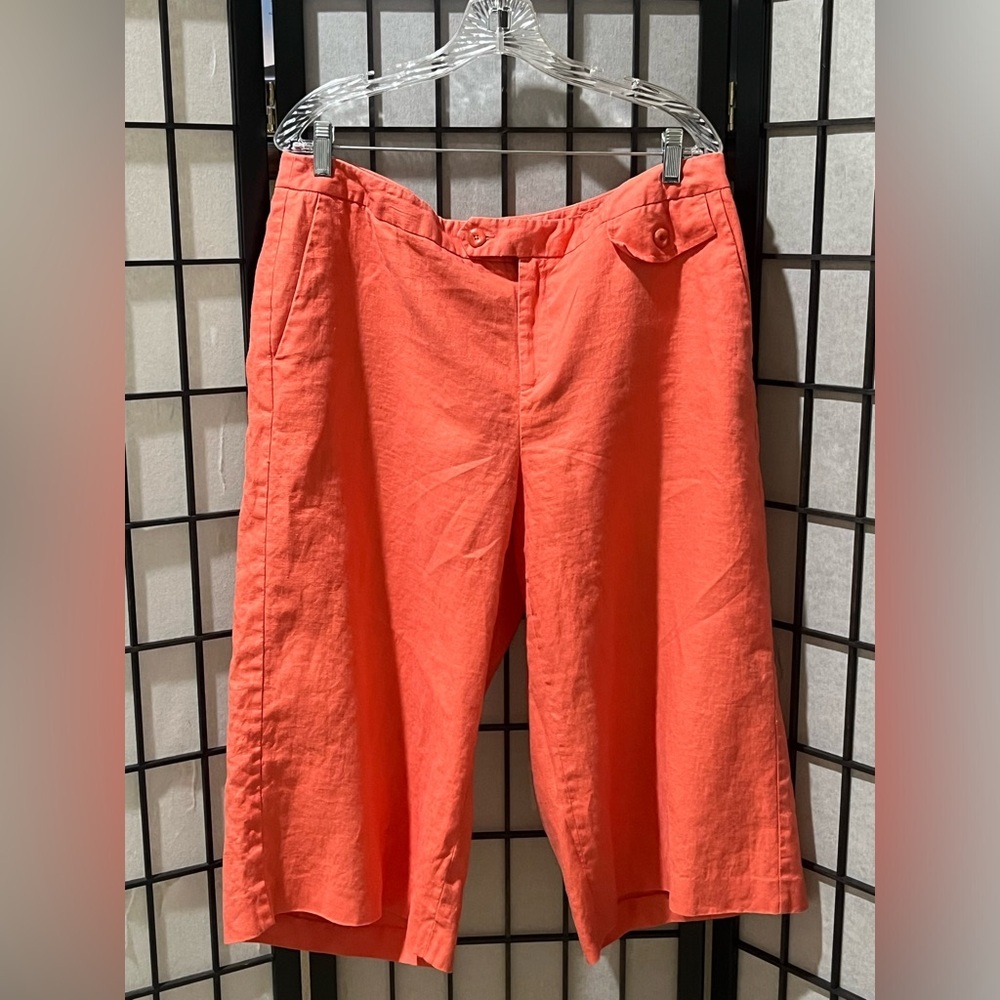 Rafaella Coral Linen vintage Wide-Leg CAPRIS Pants women SIZE 16W - Picture 3 of 9